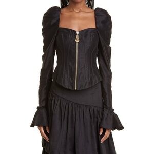 NEW Aje Giselle Long Sleeve Corset Top Black 2 US